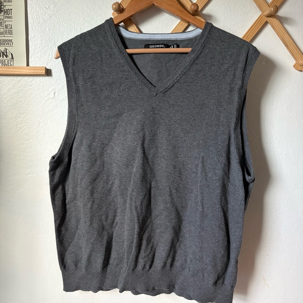George Charcoal V-Neck Sweater Vest